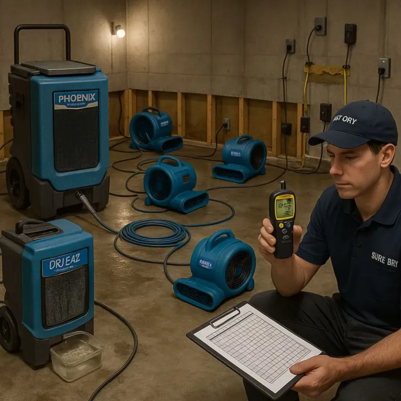 Structural Drying and Dehumidification process in Warren Township, NJ